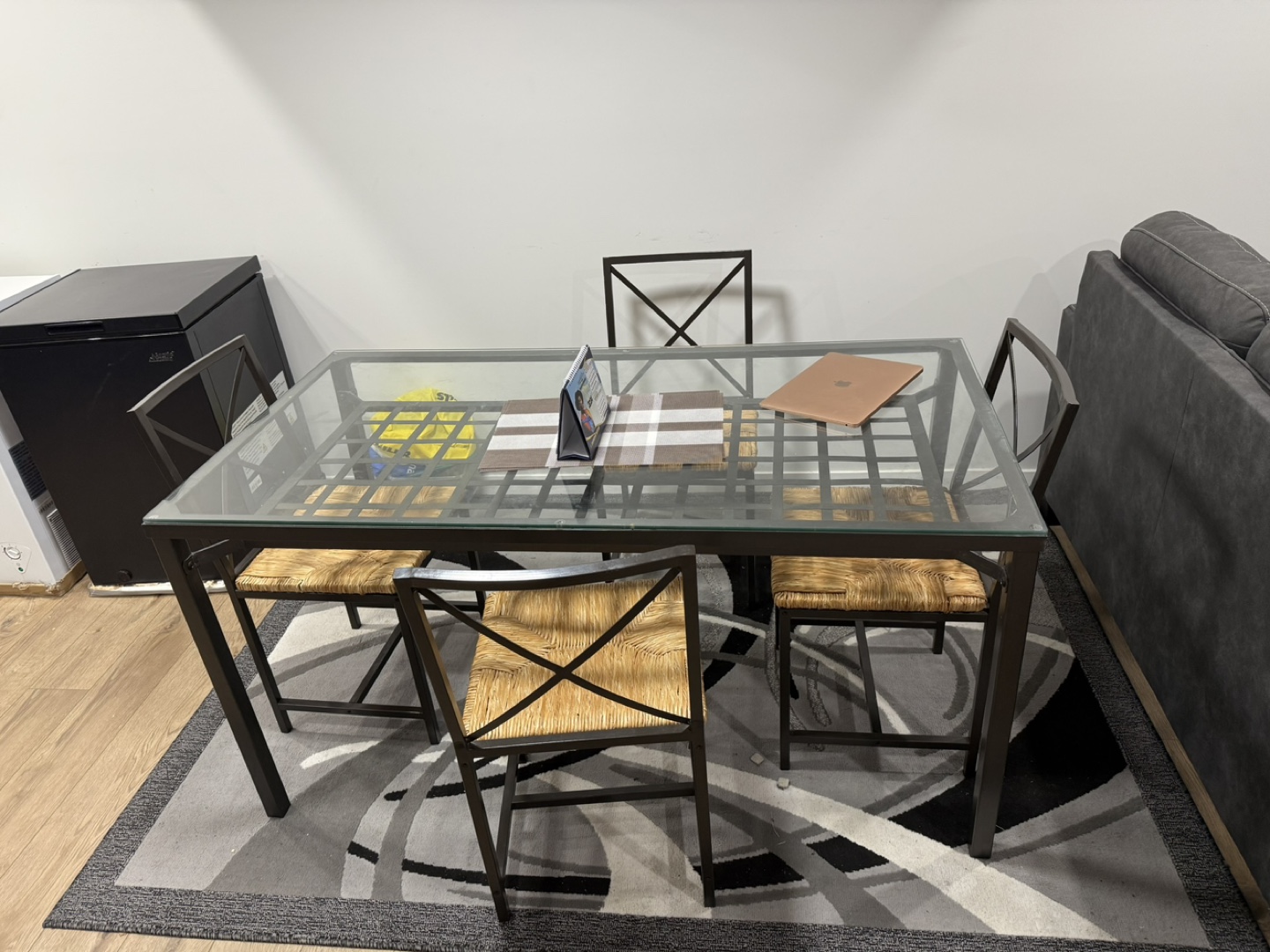 Glass Top Dining Table with 4 Chairs