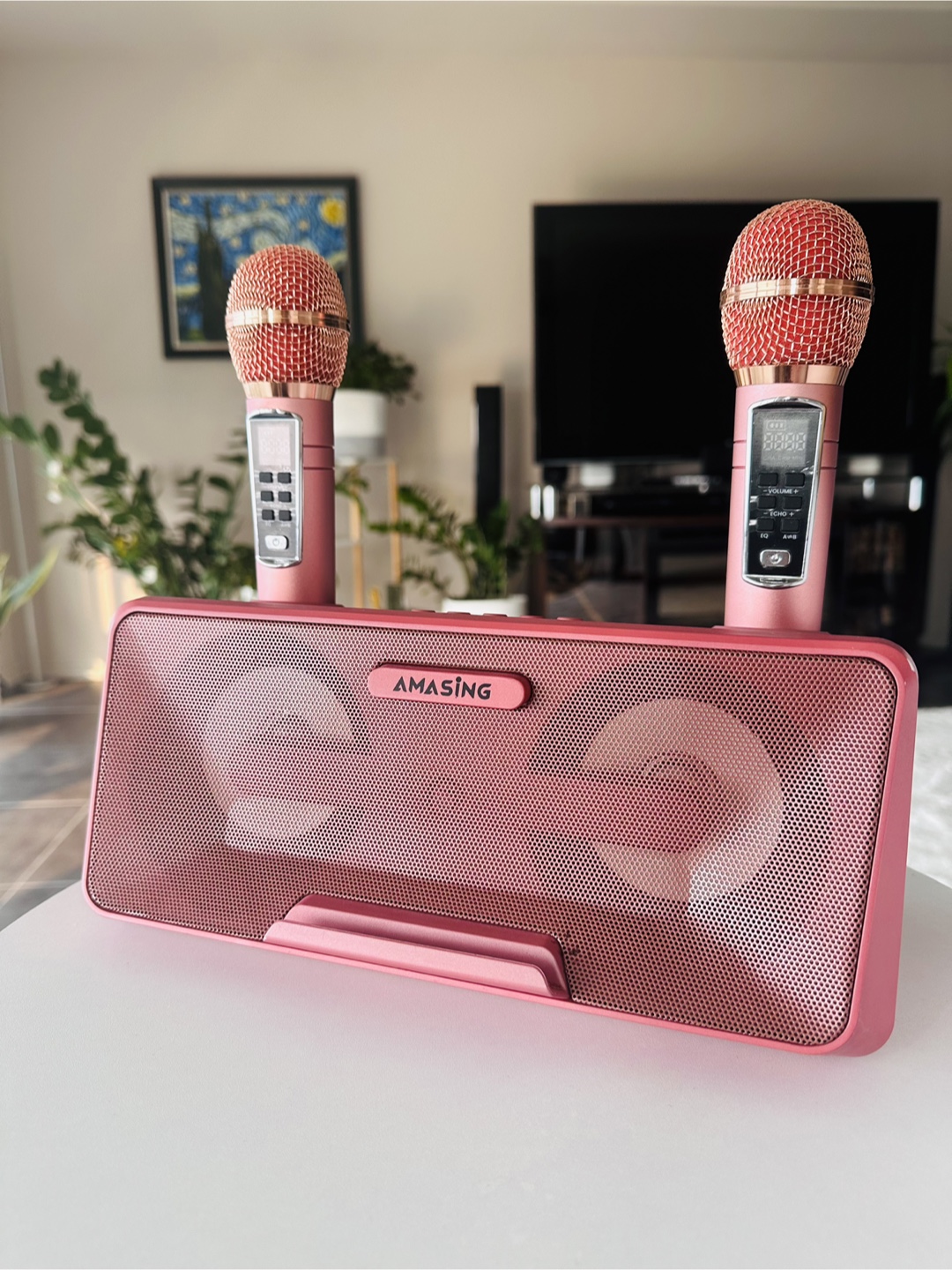 AMASING Karaoke Machine with 2 Microphones - Pink - photo 2