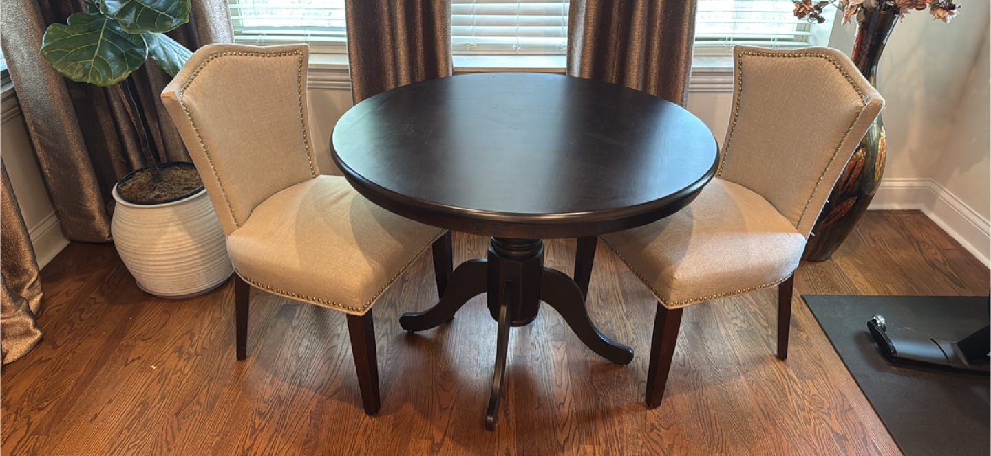 Round Dining Table with Two Chairs