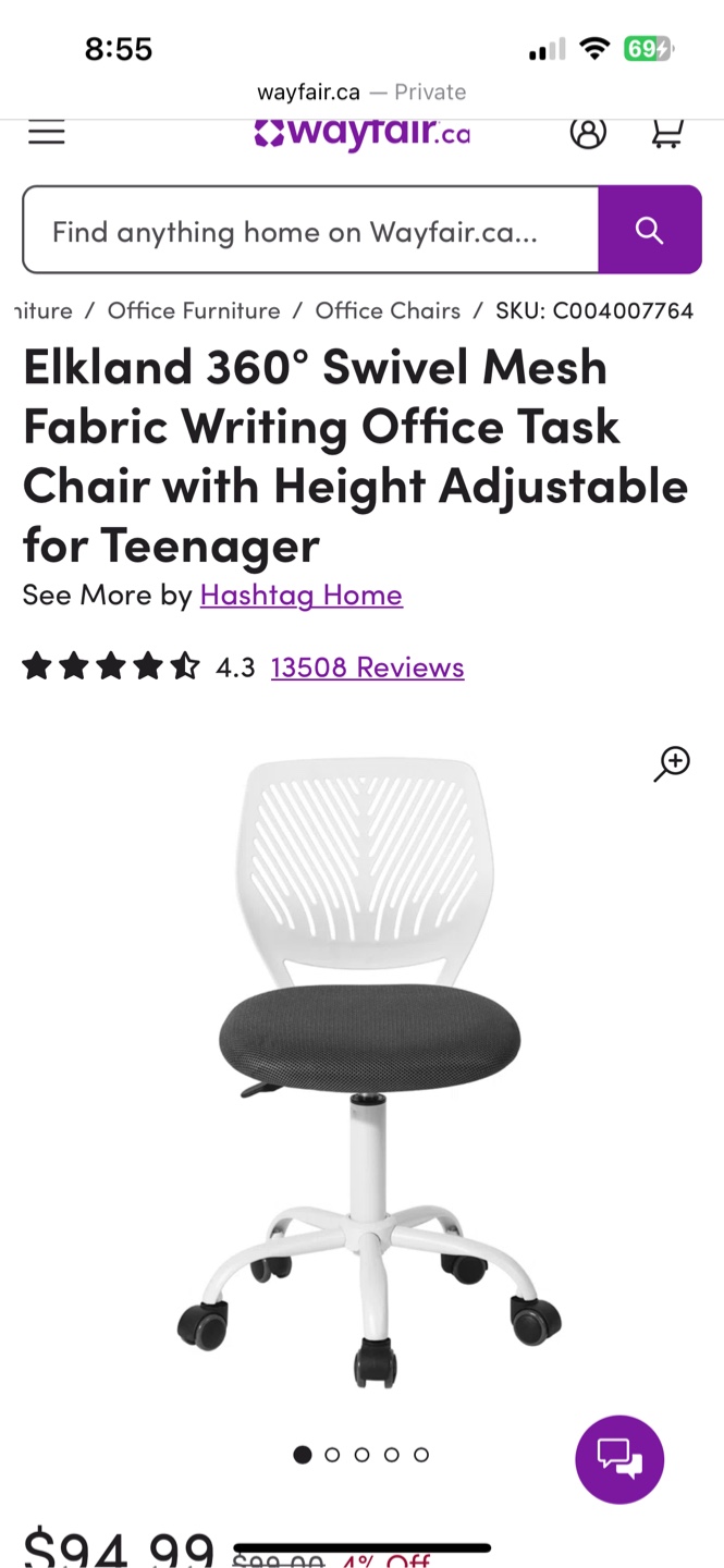 Ekland Swivel Mesh Office Task Chair - photo 2