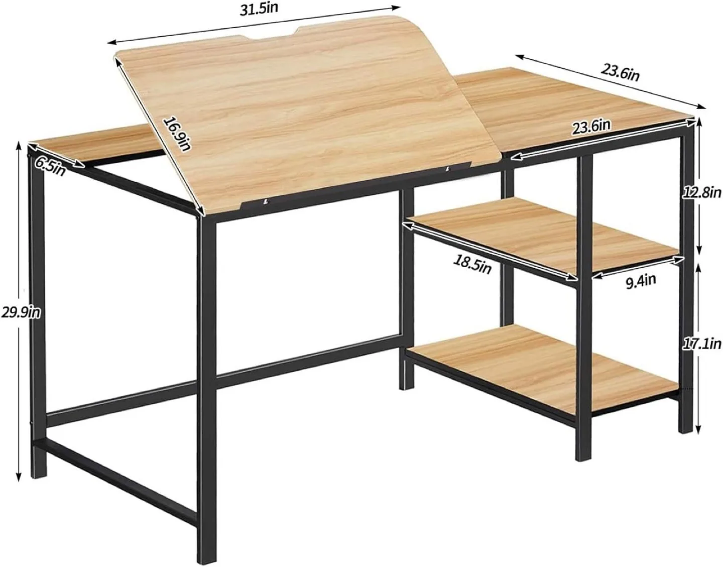 Lift Top Desk with Storage Shelves thumbnail