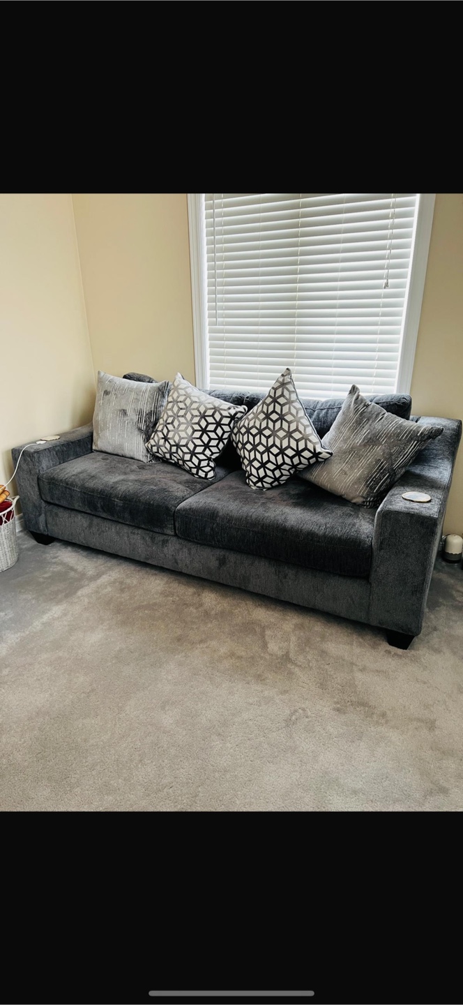 One Grey Sofa with Cushions from smoke free and pet free home