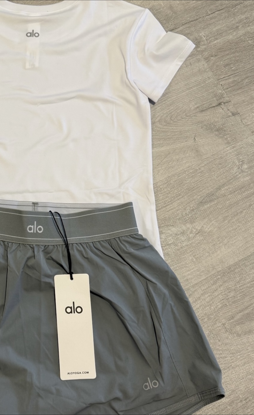ALO Match Point Tennis Skirt & Shirt Set - Steel Grey - photo 2