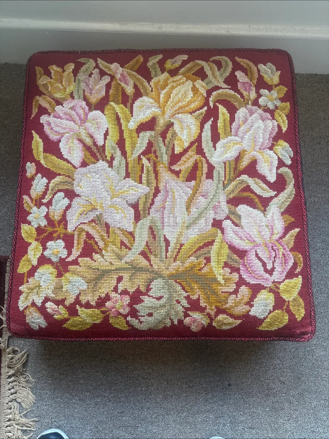 Floral Needlepoint Floor Cushion image indicator(3)