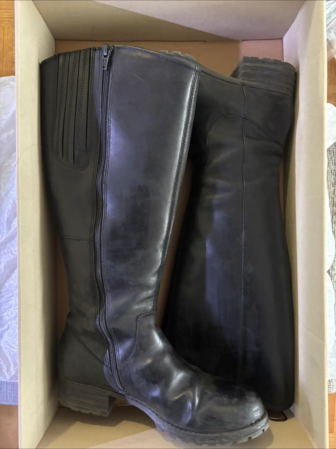 Clarks Black Leather Knee-High Boots thumbnail