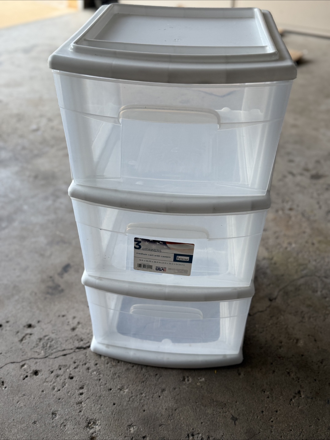 Homz 3 Drawer Medium Cart with Casters