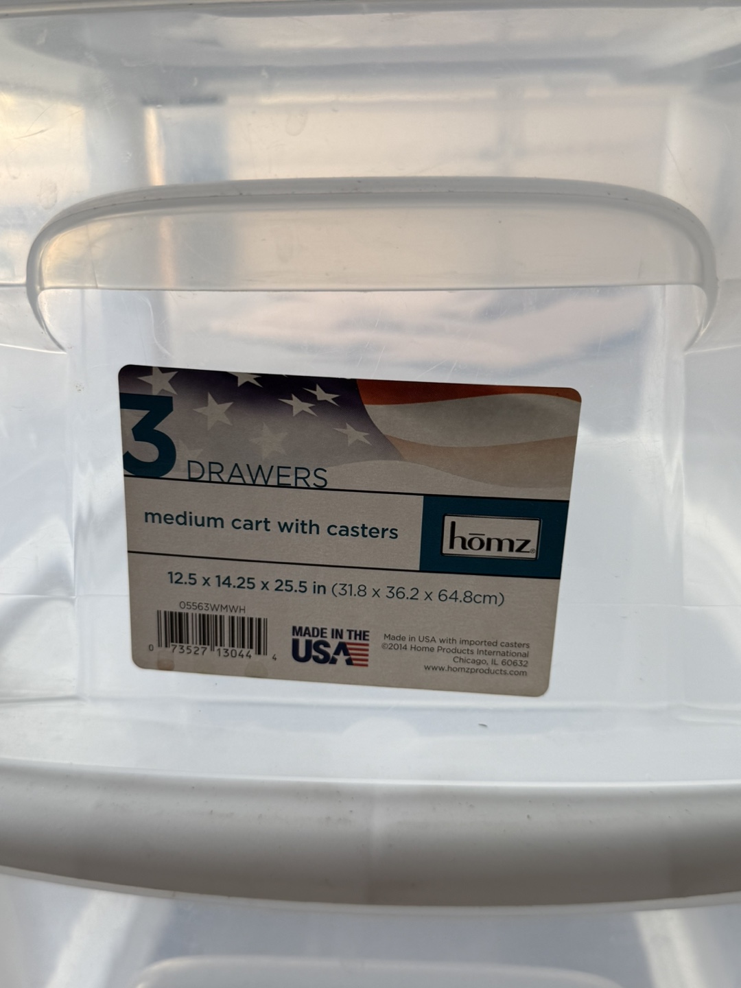 Homz 3 Drawer Medium Cart with Casters - photo 2