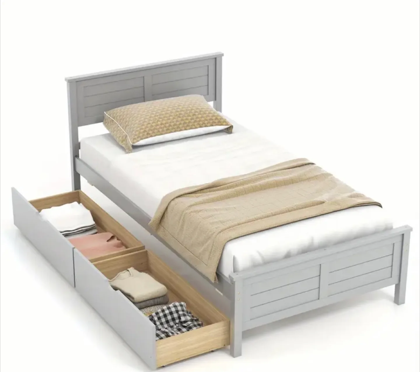 Twin bed frame with drawers thumbnail