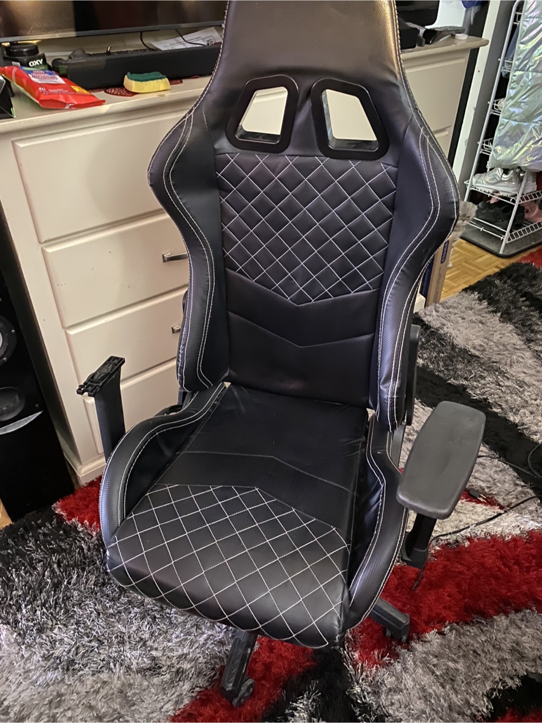 Black Gaming Chair with Footrest