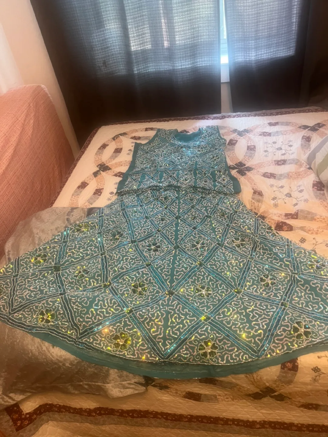 Teal Sequin Skirt and Top Set image indicator(4)