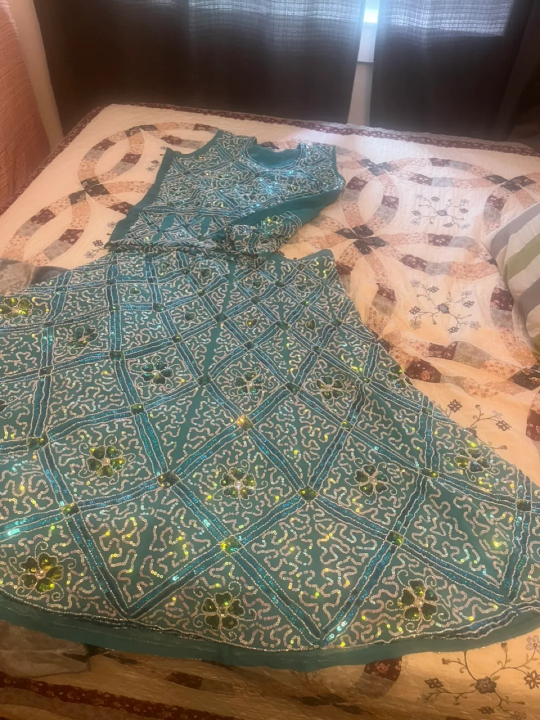 Teal Sequin Skirt and Top Set image indicator(3)