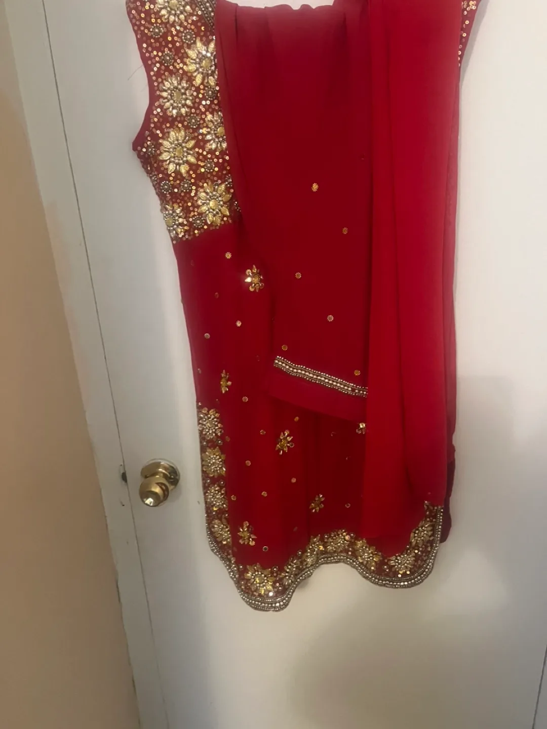 Red & Gold Embellished Indian Outfit image indicator(2)