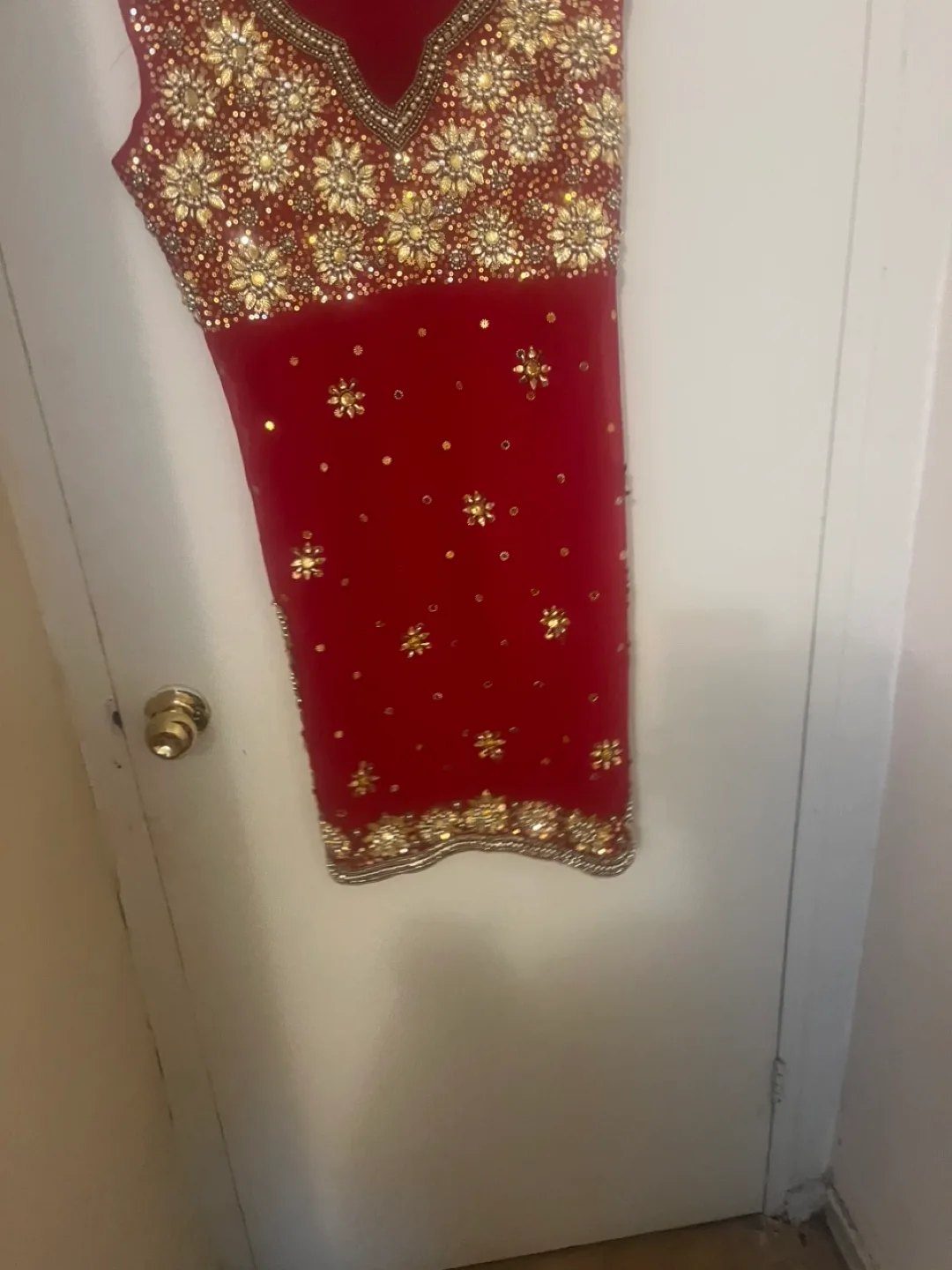 Red & Gold Embellished Indian Outfit image indicator(3)