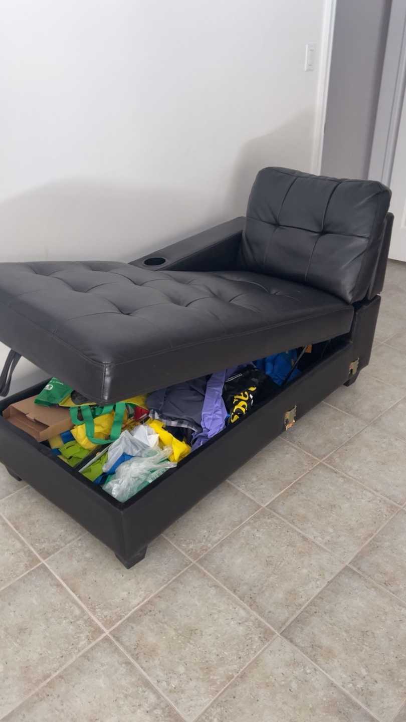 Black Faux Leather Sofa Bed with Storage - photo 5