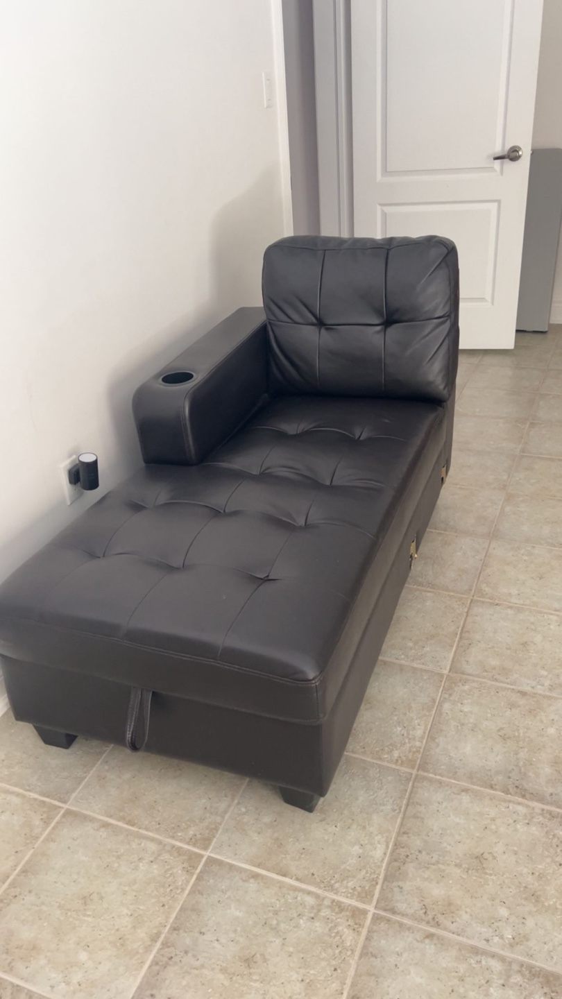 Black Faux Leather Sofa Bed with Storage - photo 4