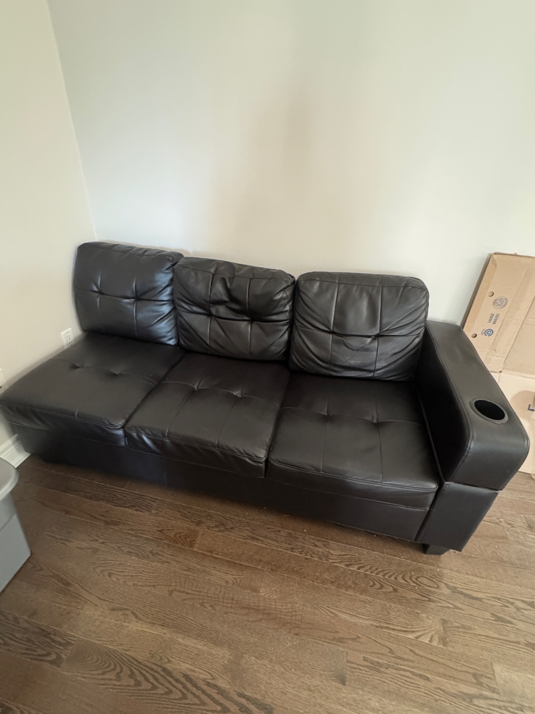 Black Faux Leather Sofa Bed with Storage - photo 2