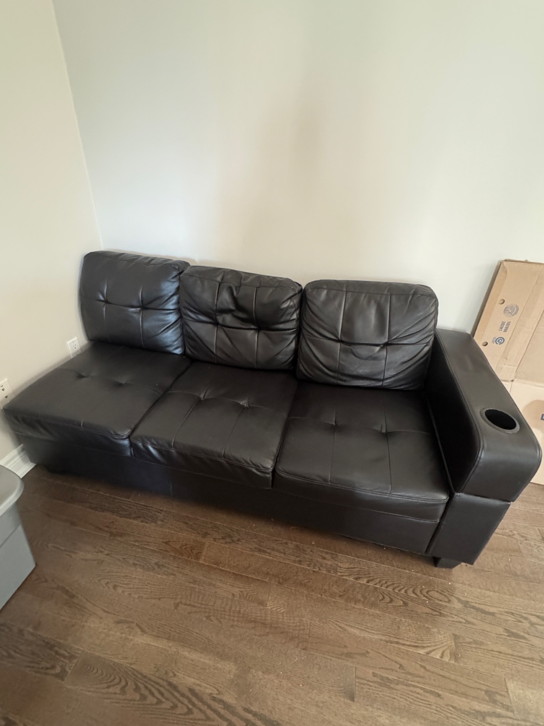 Black Faux Leather Sofa Bed with Storage - photo 3