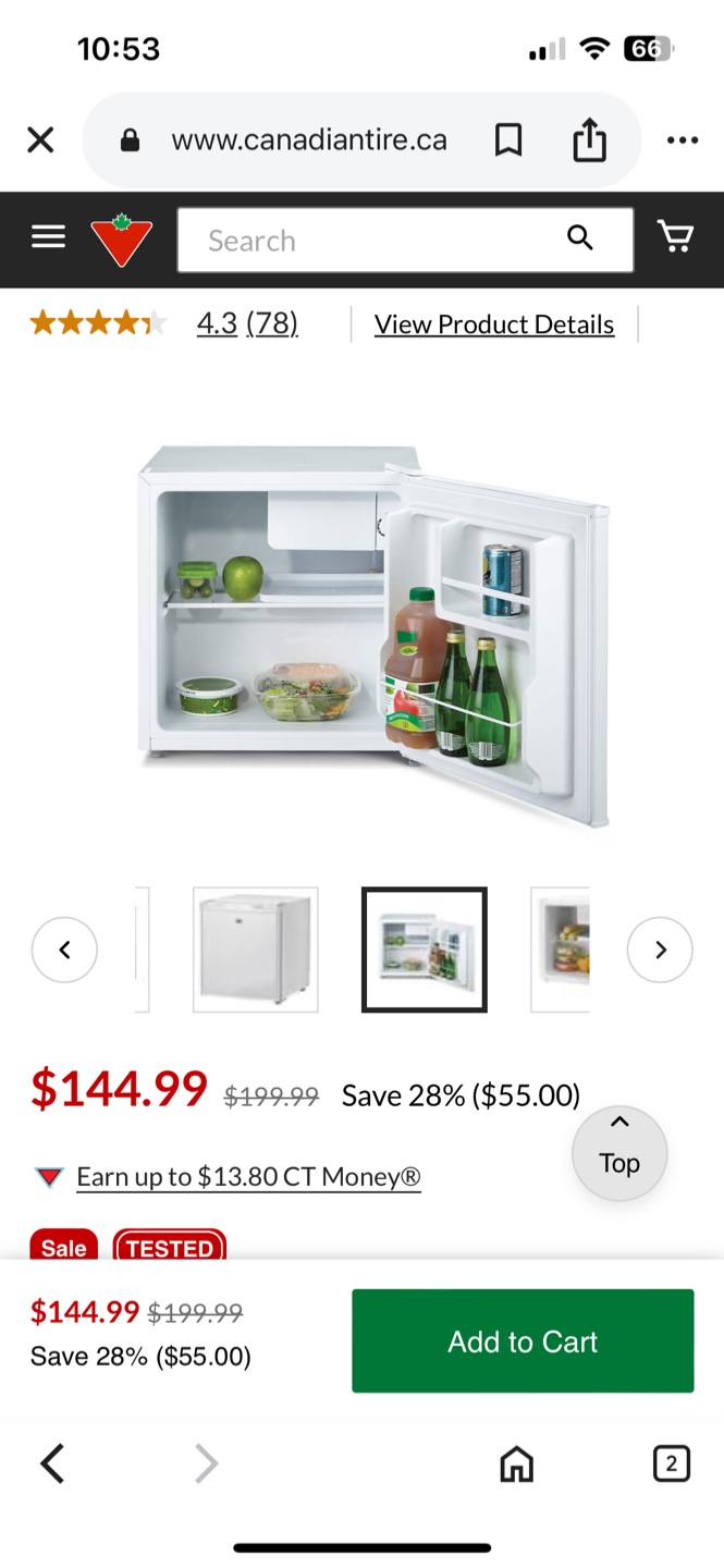 Master Chef Compact Fridge - White