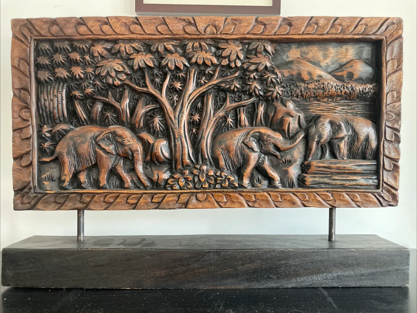 Wooden Elephant Carving Art thumbnail