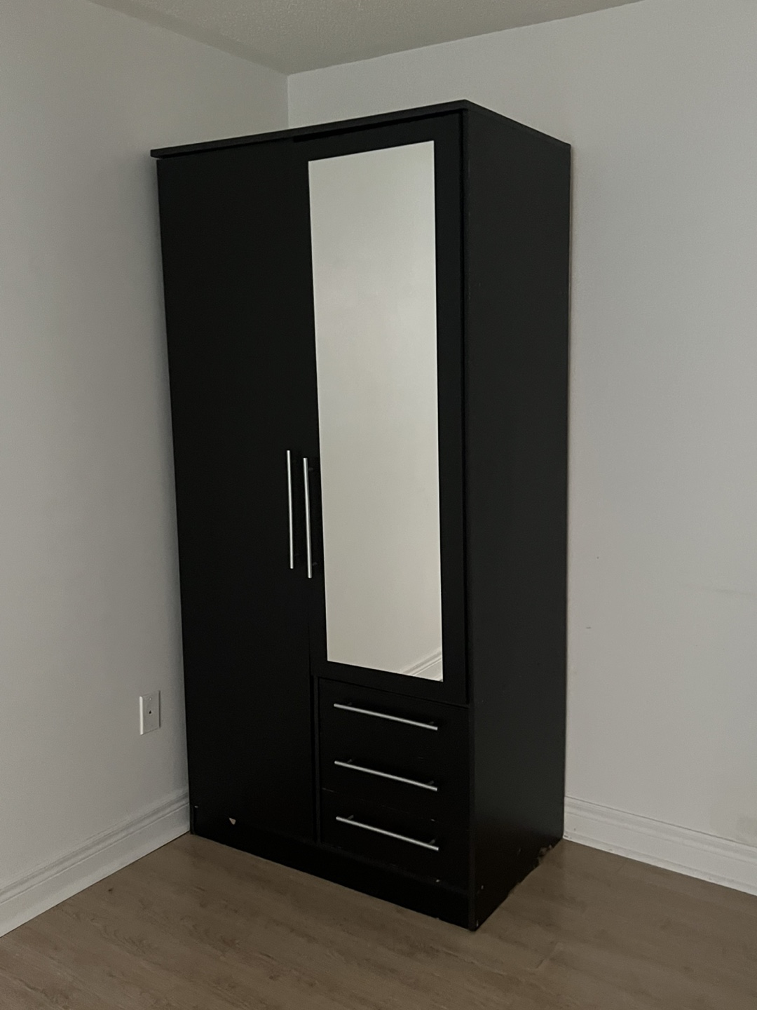 Black Wardrobe with Mirror - photo 2