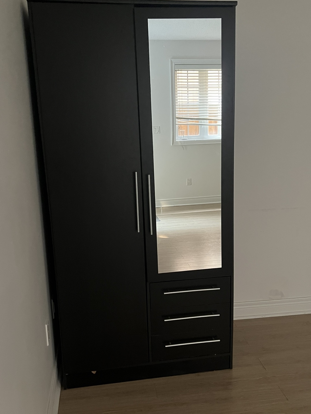 Black Wardrobe with Mirror