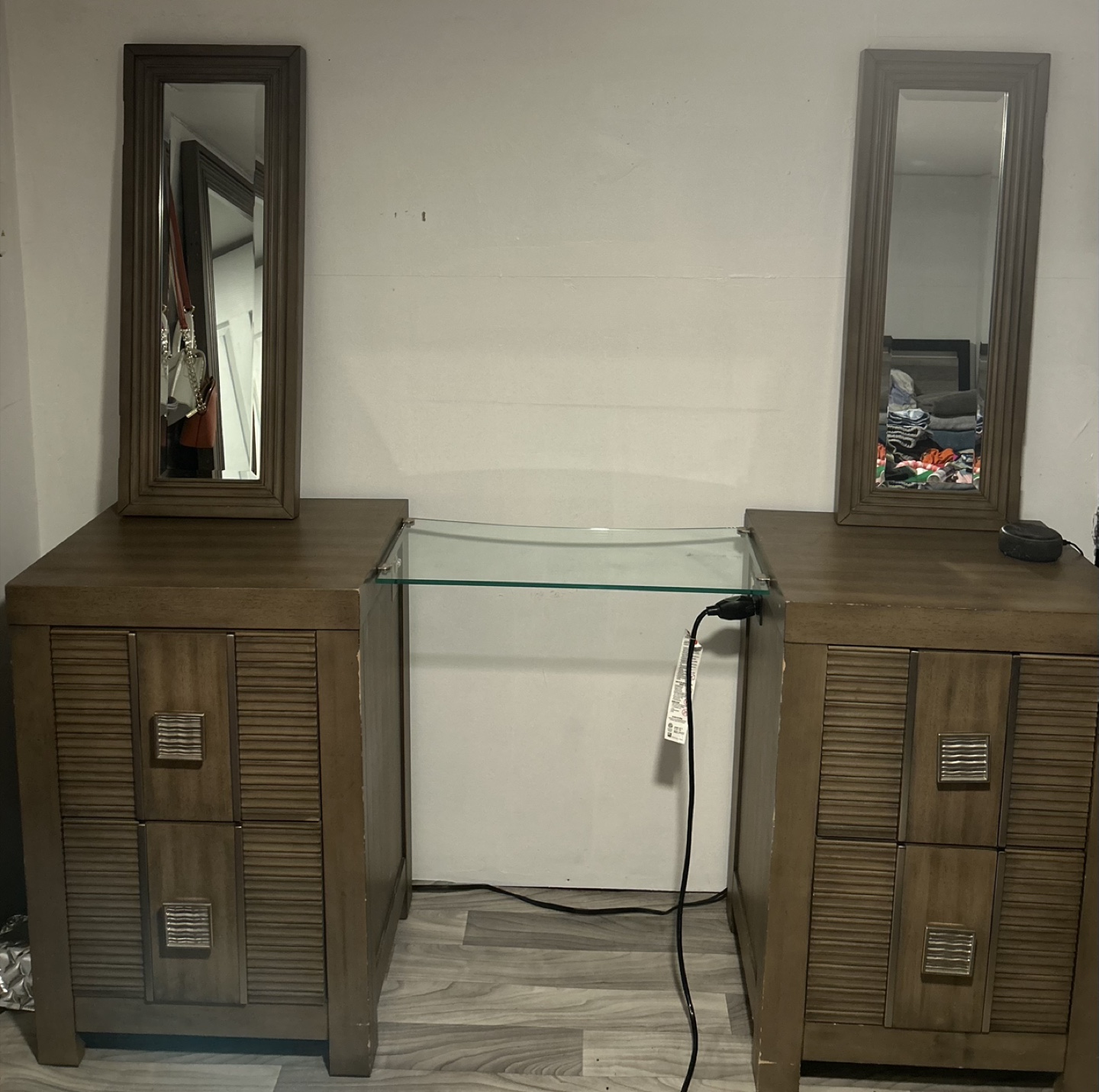 Glass Top Nightstand with outlet