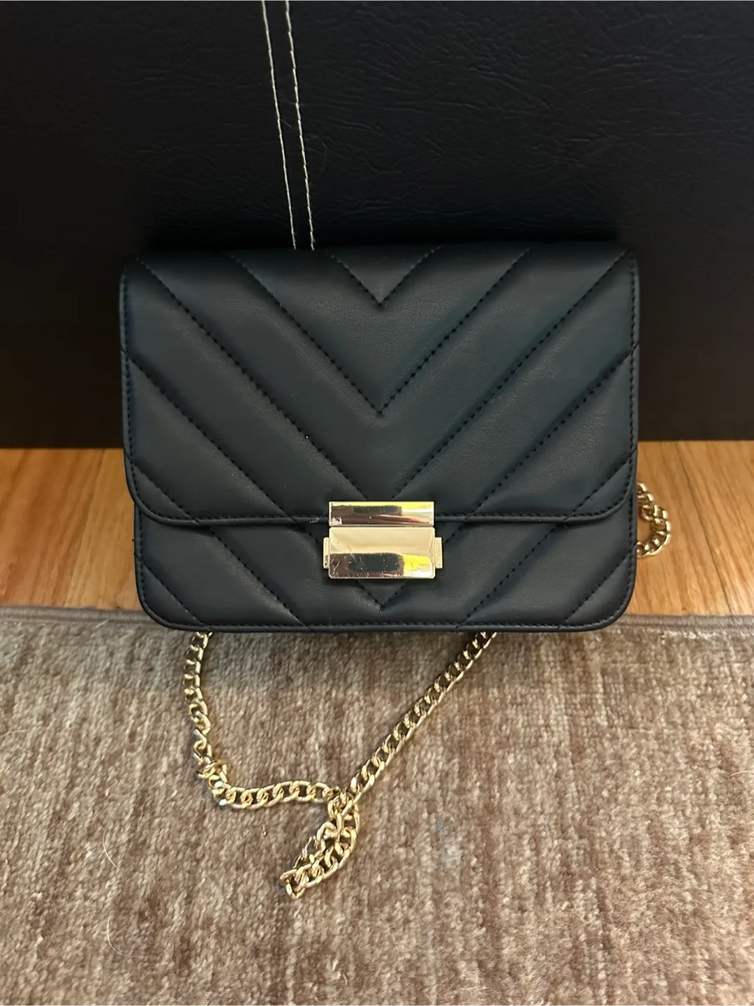 Black Clutch with Gold Chain thumbnail