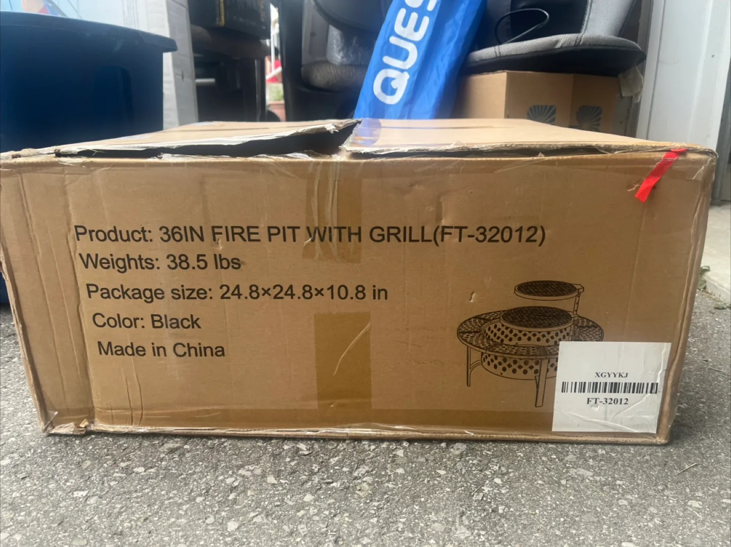 36IN Black Fire Pit with Grill (New in Box) thumbnail