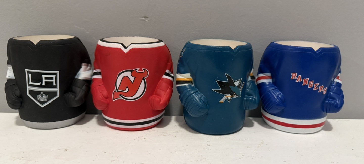 4 Official NHL Beer Can Bottle Foam Jersey Koozies