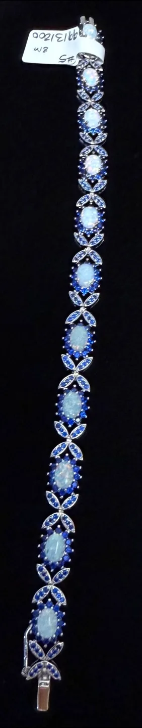 18k White Gold Fill Opal & Sapphire Bracelet image indicator(2)