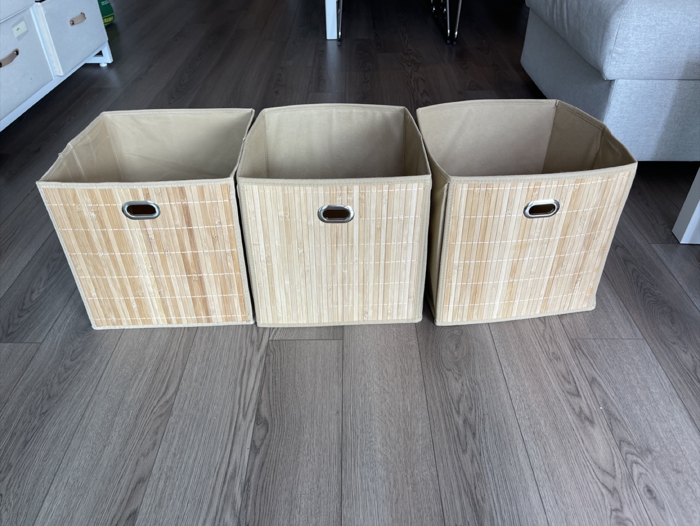 3 Bamboo Storage Bins — fit in IKEA Kallax