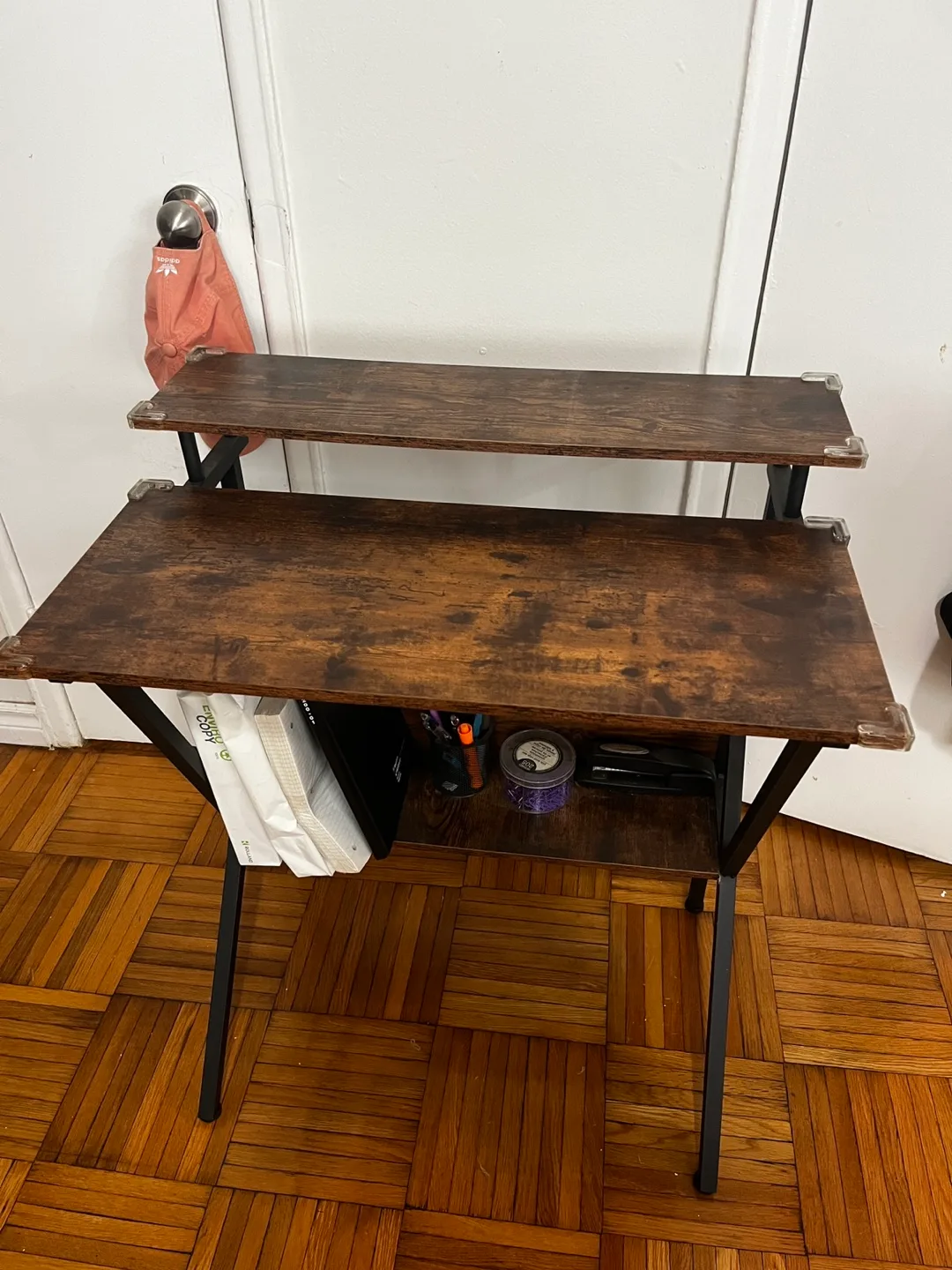 Rustic Brown Computer Desk with Shelves thumbnail