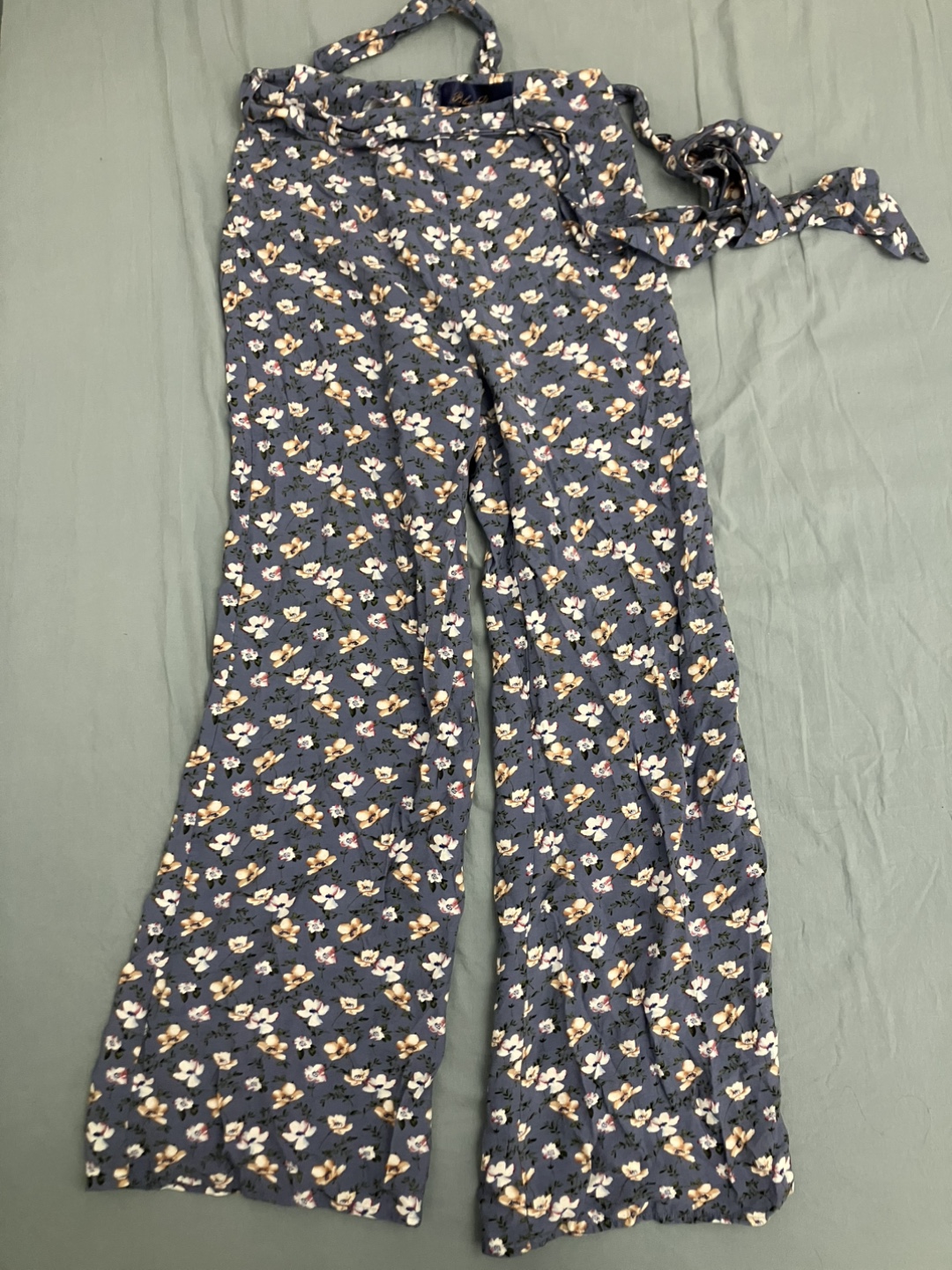 Blue Floral Pants - Size Medium