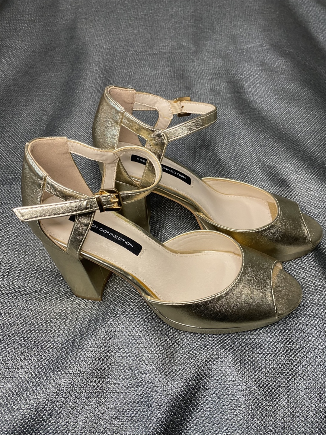 French Connection Gold Heels - Size 6.5