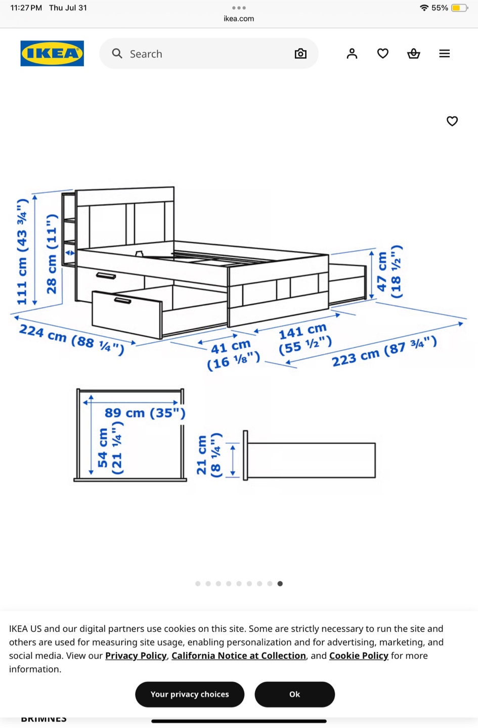 IKEA Brimnes Bed Frame with Storage - Black - photo 5