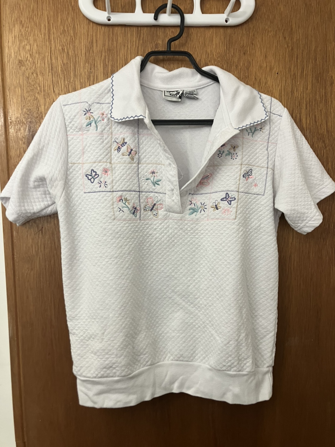White Embroidered Polo Shirt - Medium
