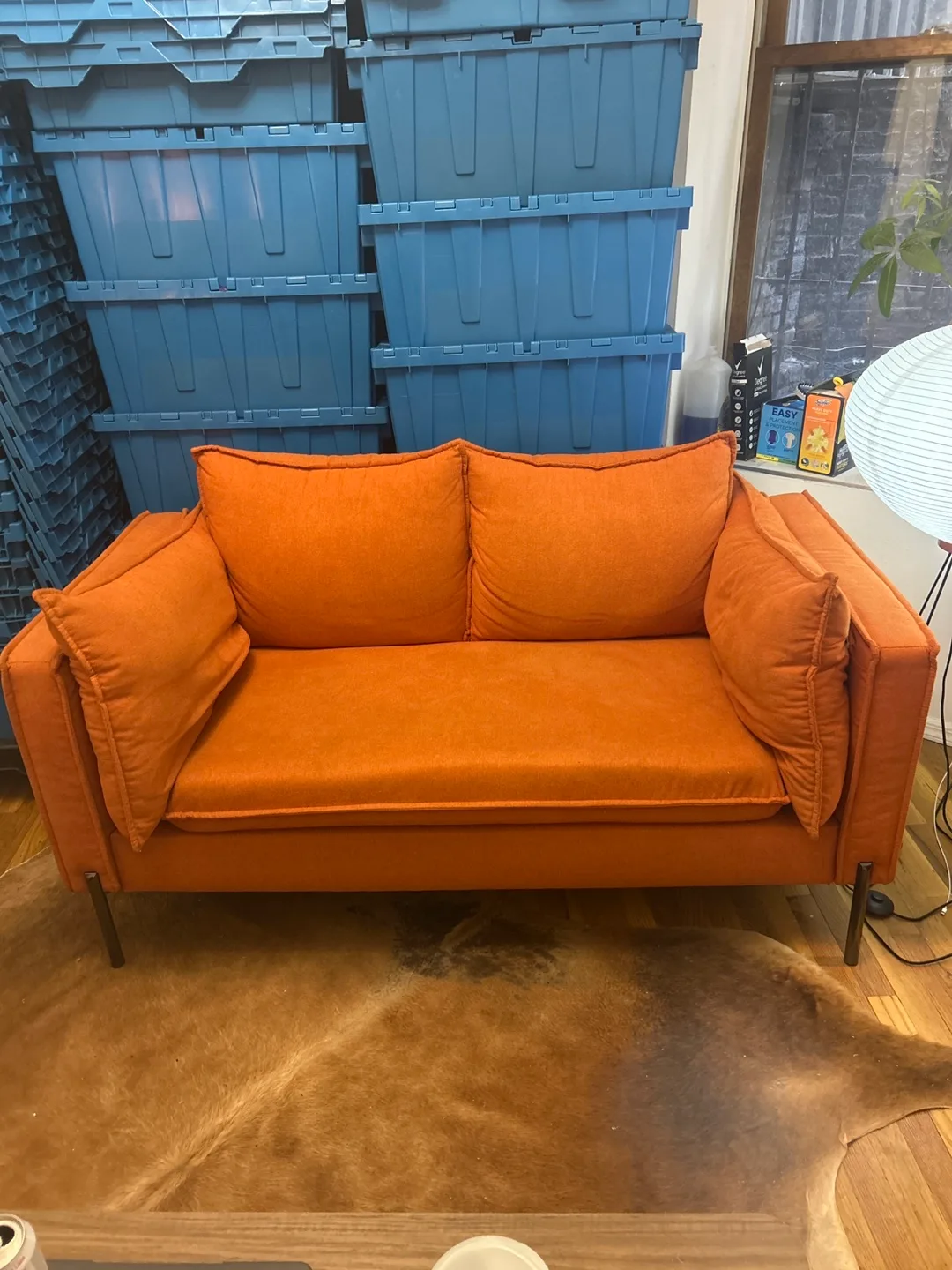 Orange Loveseat Sofa - Great Condition! thumbnail