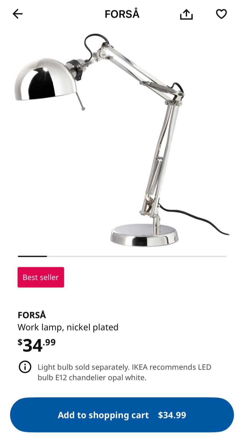 IKEA FORSÅ Work Lamp, Nickel Plated - photo 2