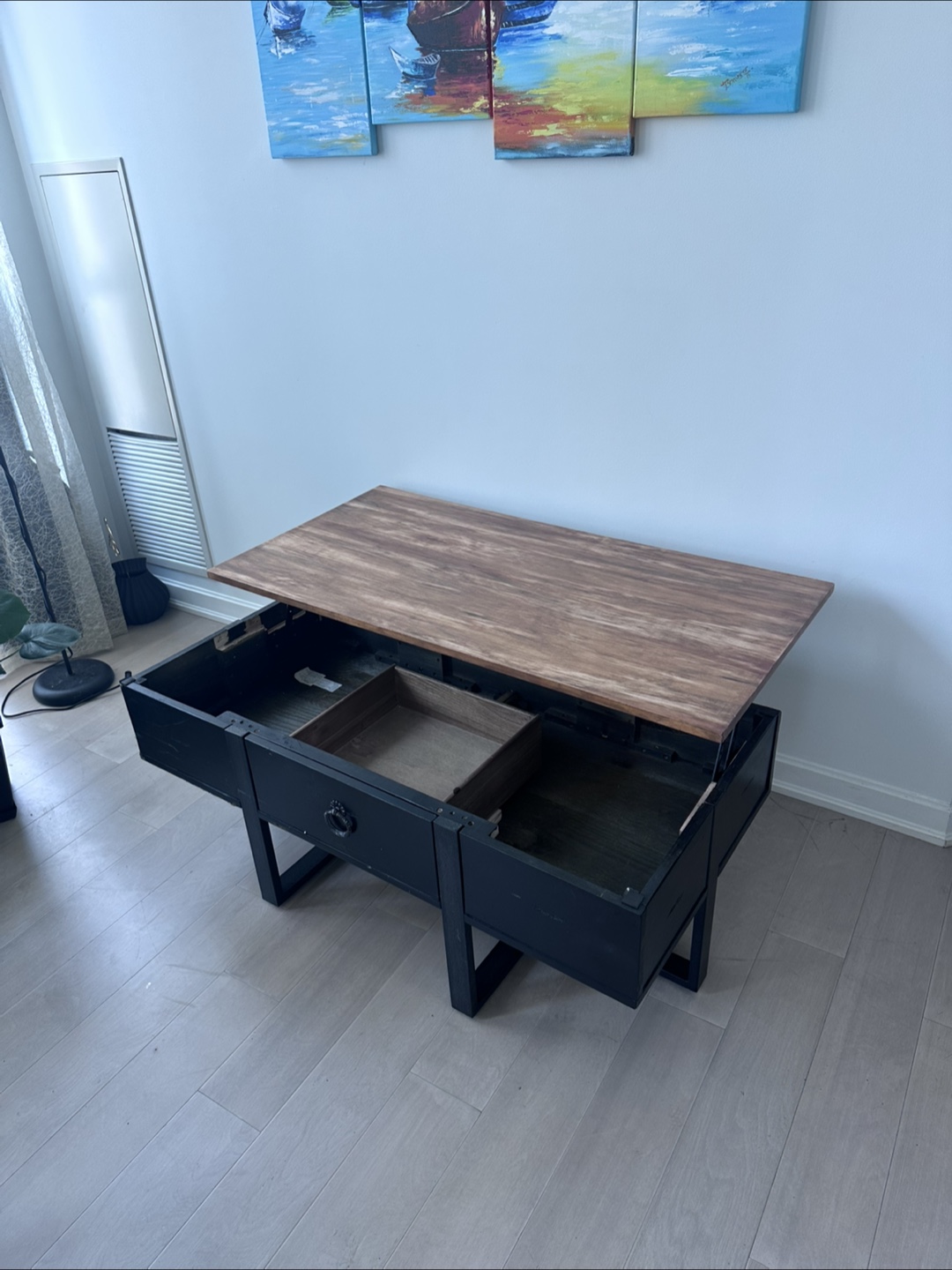 Lift Top Coffee Table - Black & Wood - photo 5