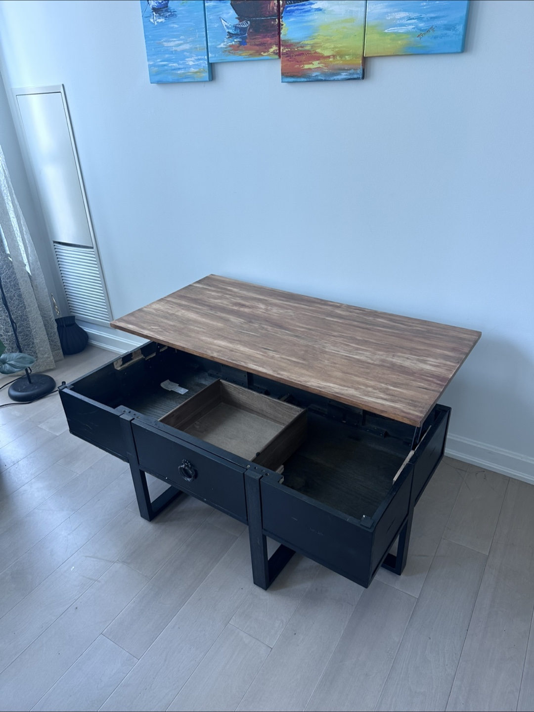 Lift Top Coffee Table - Black & Wood