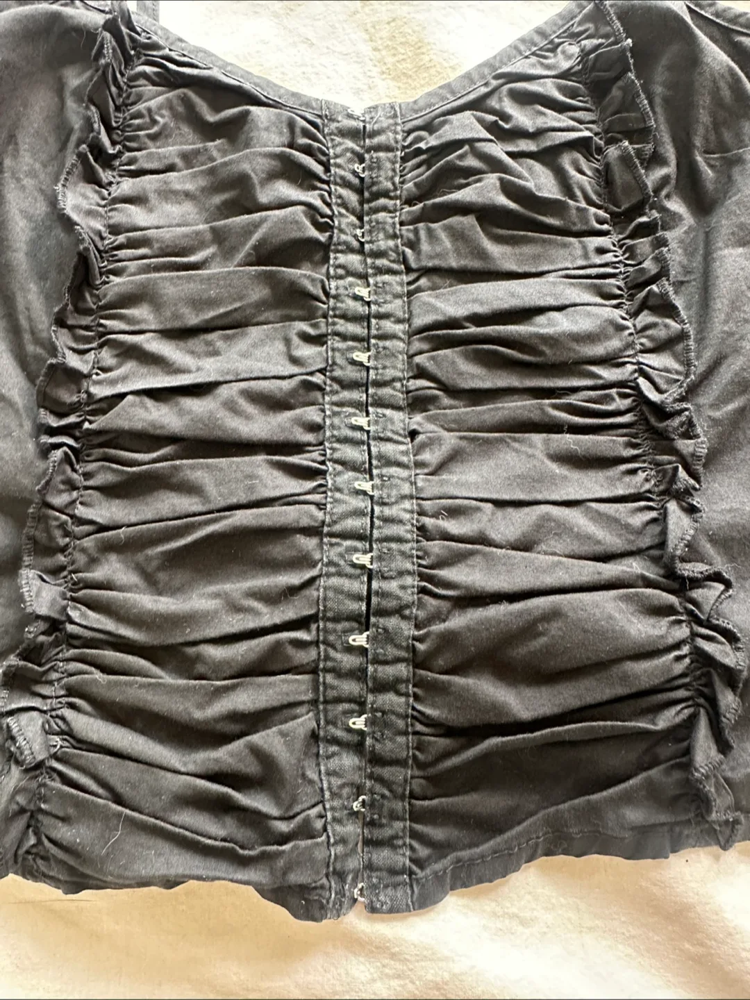 Gucci Black Ruched Cami crop top with front clasp closure image indicator(2)