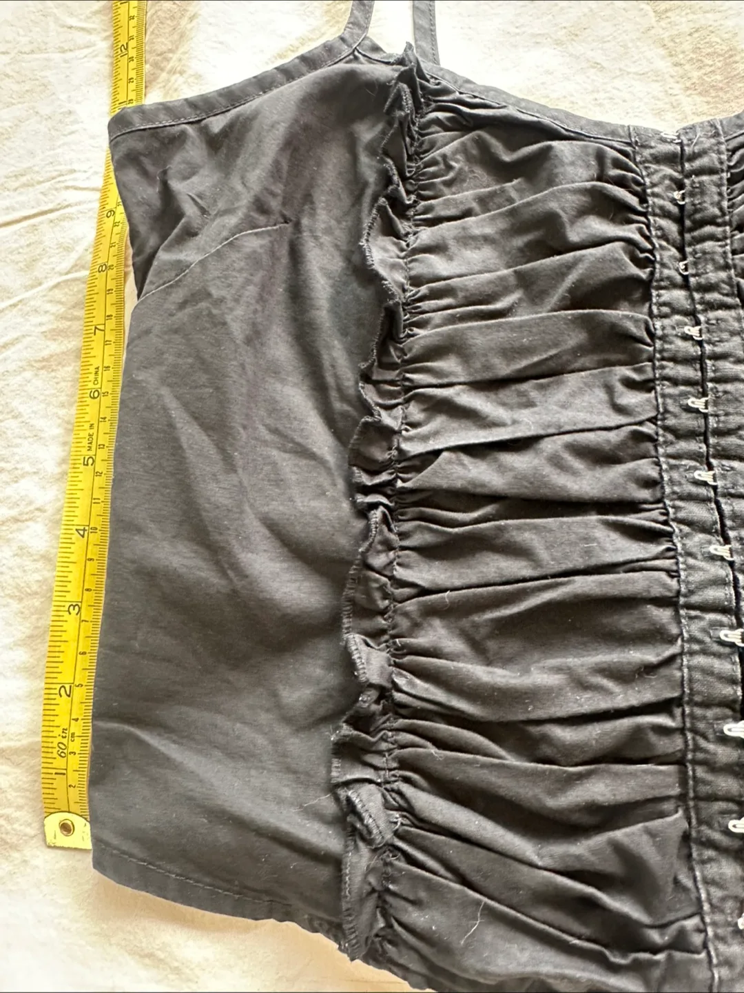 Gucci Black Ruched Cami crop top with front clasp closure image indicator(3)