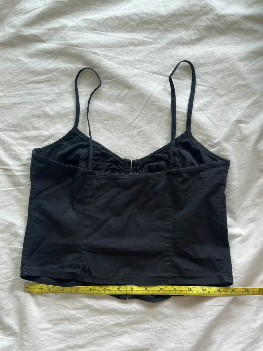 Gucci Black Ruched Cami crop top with front clasp closure image indicator(5)