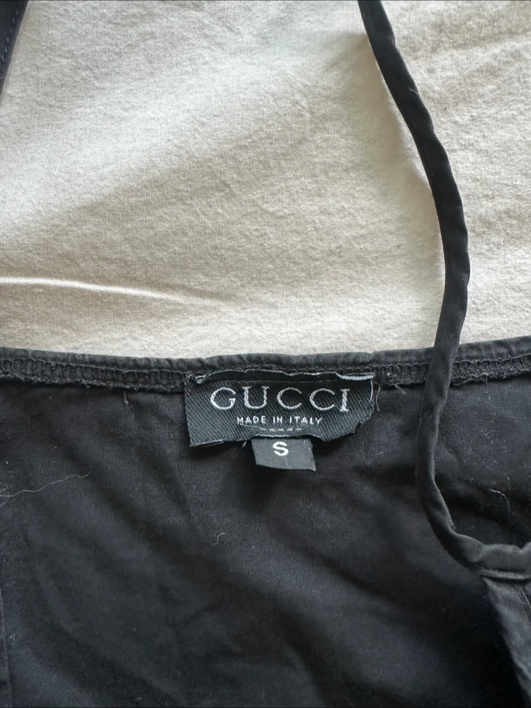Gucci Black Ruched Cami crop top with front clasp closure image indicator(4)