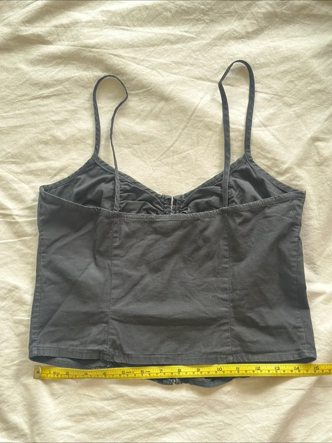 Gucci Black Ruched Cami crop top with front clasp closure image indicator(6)