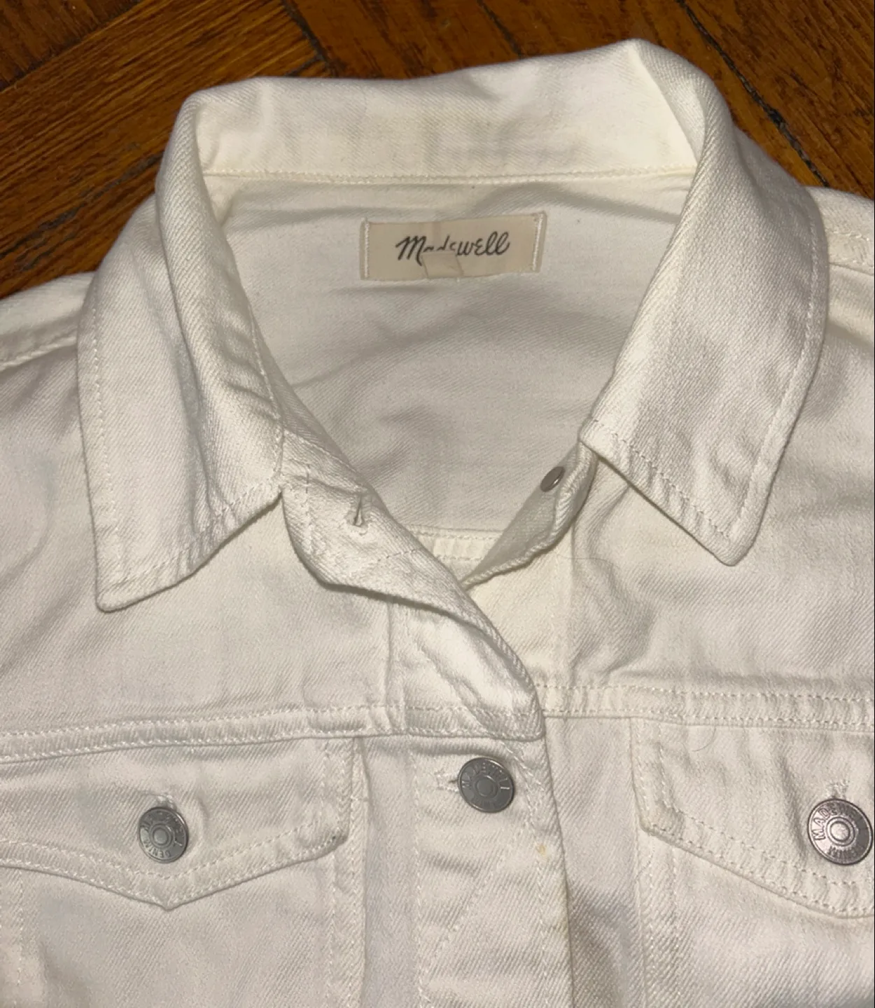 Madewell White Denim Jacket - Women’s Size 8 image indicator(2)