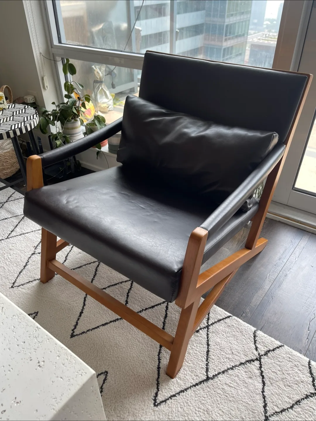 Structube Accent Arm Chair - Wood & Leather thumbnail