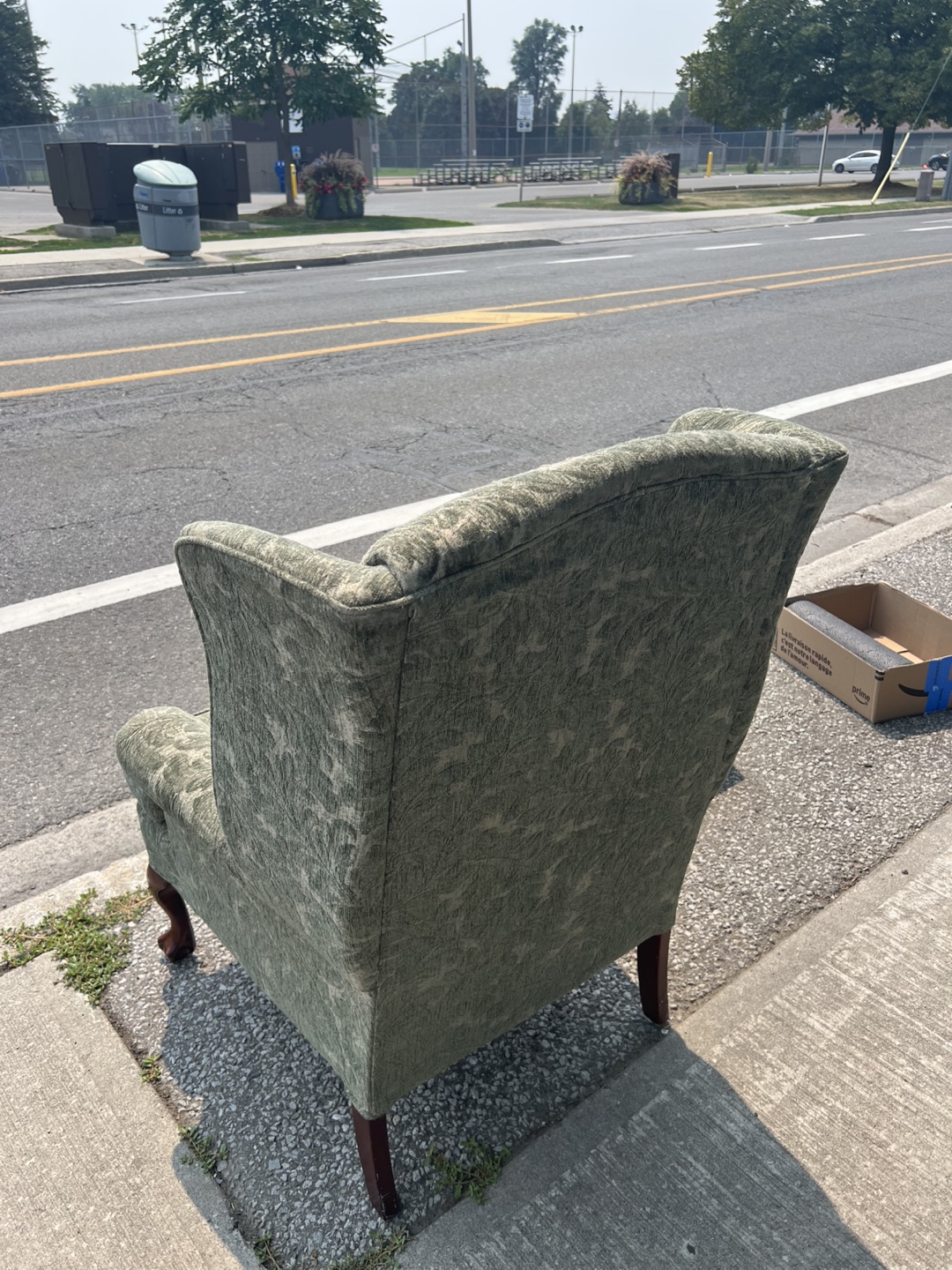 Upholstered Wingback Armchair - Green Pattern - photo 3