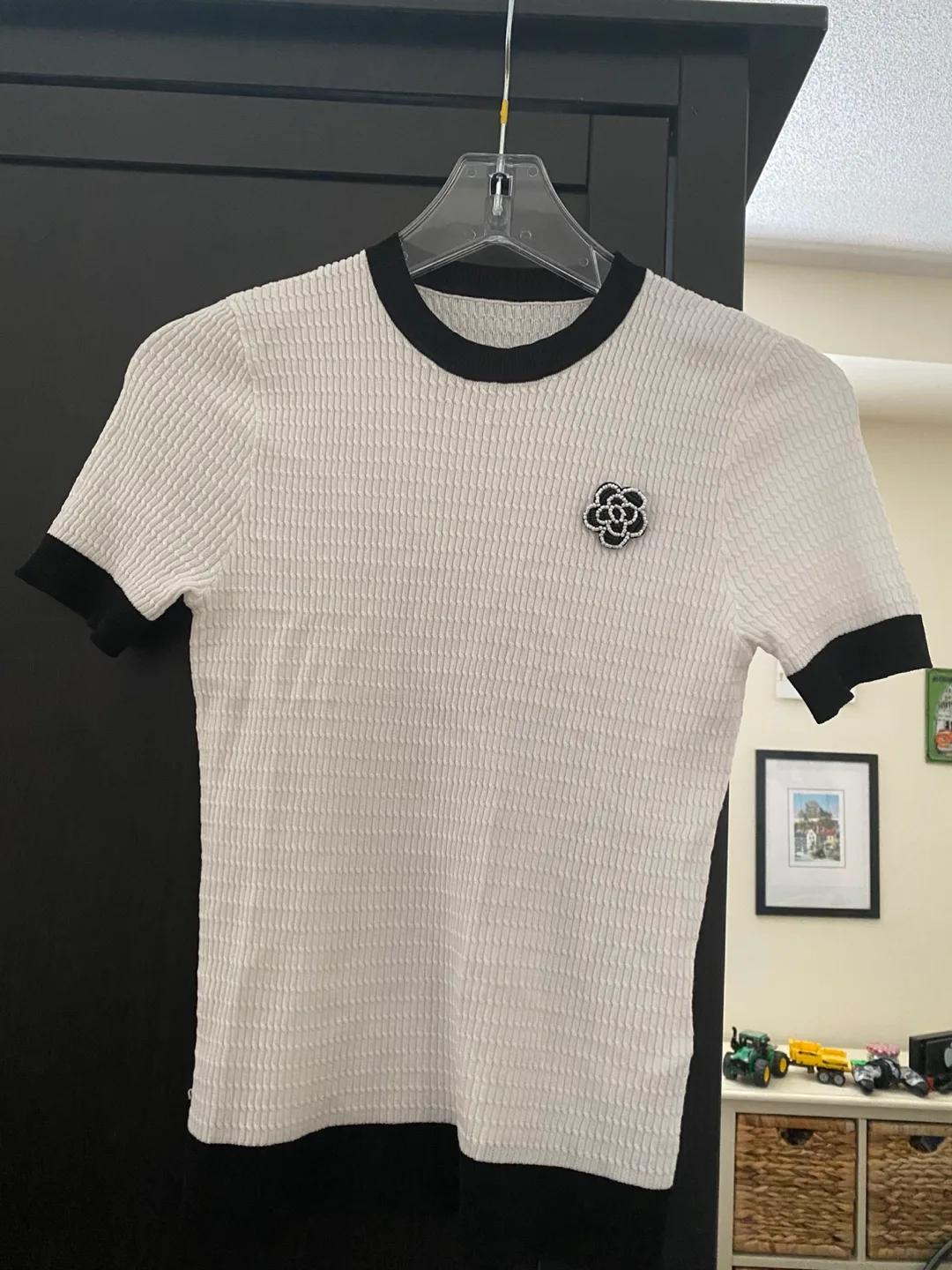 White & Black Knit Top and shirts thumbnail