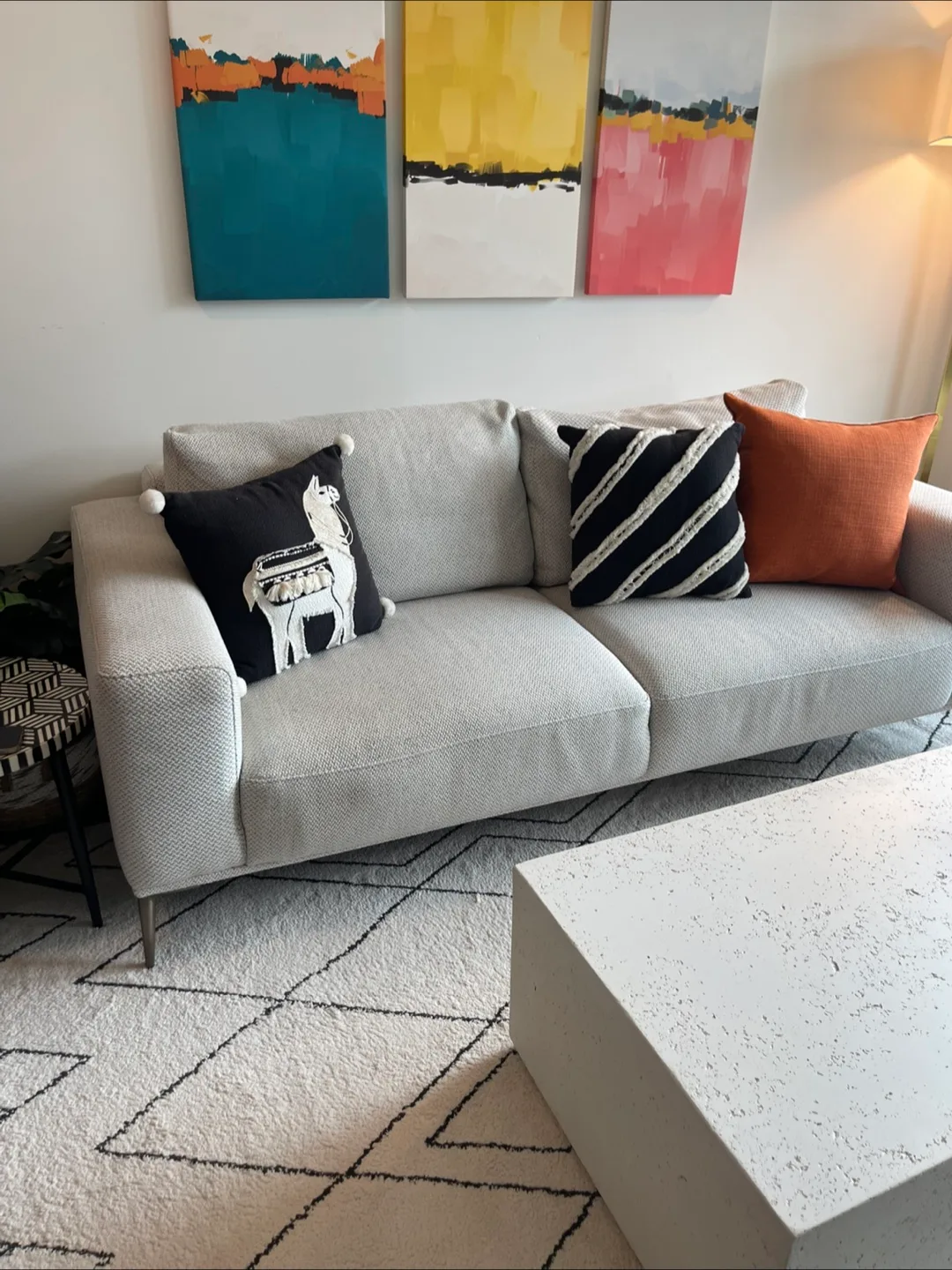 Structube Couch (off white with cross weave design) thumbnail